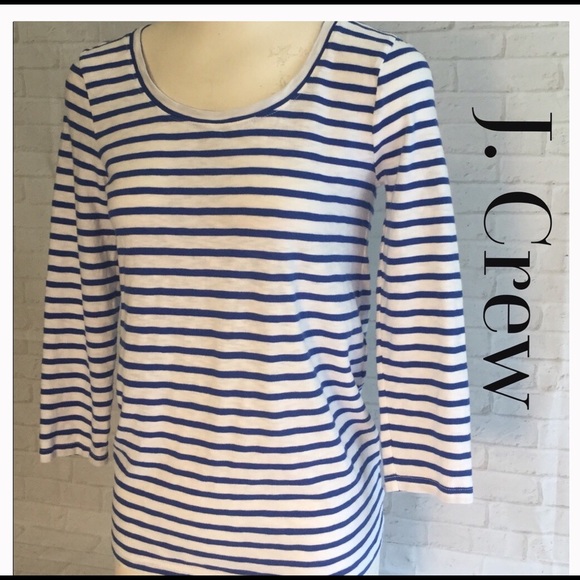 J. Crew Tops - J. Crew top blue white striped women’s medium